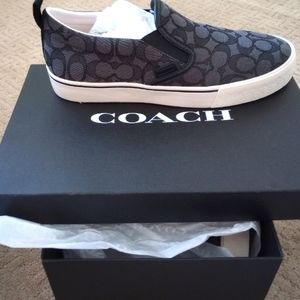 Coach slip on shoes, 9.5, silver/charcoal
